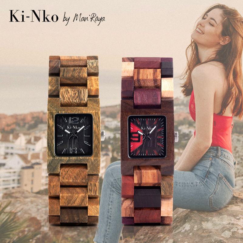 La montre en bois KI-NKO "ÉLÉGANCE BRUTE" pour Femme.