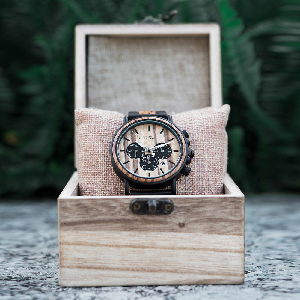 La montre en bois KI-NKO "ÉLÉGANCE BRUTE" pour homme.