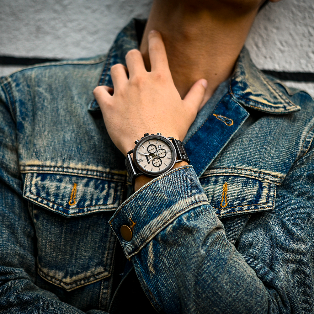 La montre en bois KI-NKO "ÉLÉGANCE BRUTE" pour homme.