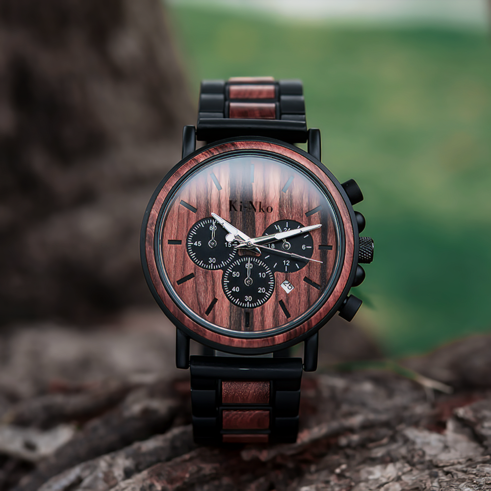 La montre en bois KI-NKO "ÉLÉGANCE BRUTE" pour homme.