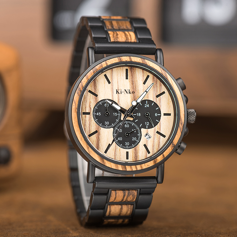 La montre en bois KI-NKO "ÉLÉGANCE BRUTE" pour homme.